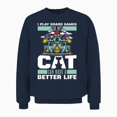 Board Games Cat Unisex Sweatshirt - Navy