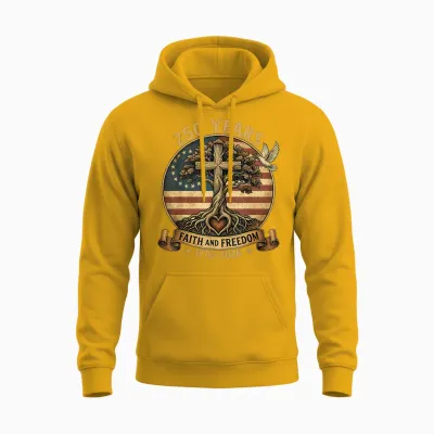 250 Years Faith and Freedom Christian Usa 250th Anniversary Unisex Hoodie - Gold