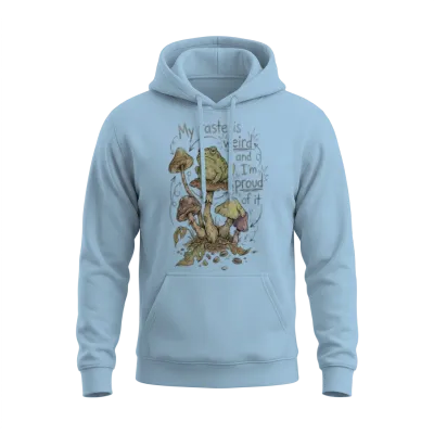 Bad Taste Confession – Funny Mushroom & Frog Unisex Hoodie - Light Blue