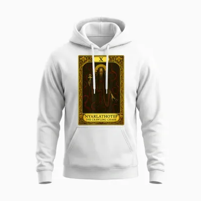 Nyarlathotep Chaos Creeping Cthulhu Necronomicon Tarot Unisex Hoodie - White