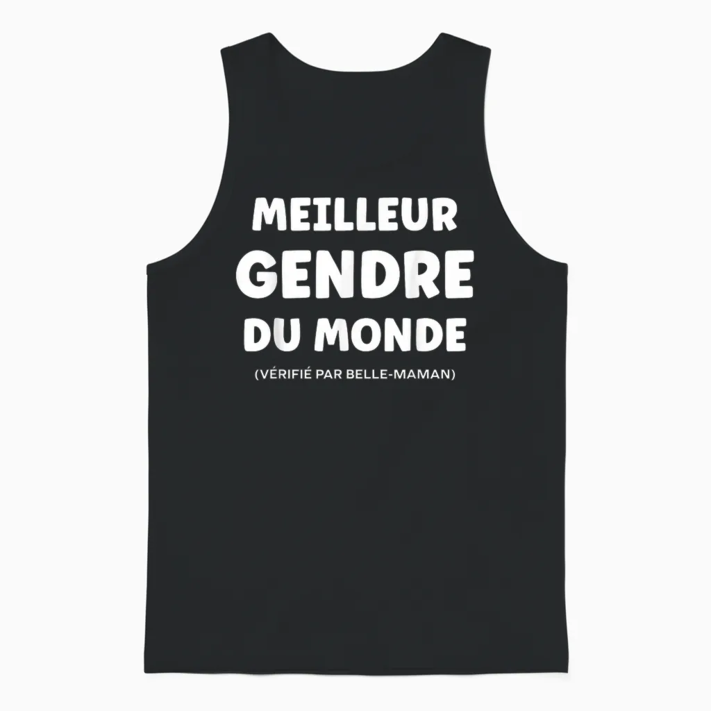 Family Super Son-In-Law Humor Beautiful Mom Best Son-In-Law Unisex Tank Top in Black