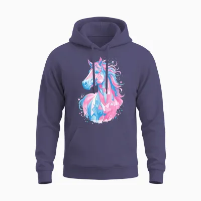 Sweet Horse Design - Colorful Horse Silhouette Unisex Hoodie - Heather Sport Dark Navy