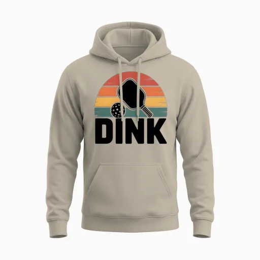 Retro Vintage Sunset Pickleball Paddle Dink Unisex Hoodie in Sand