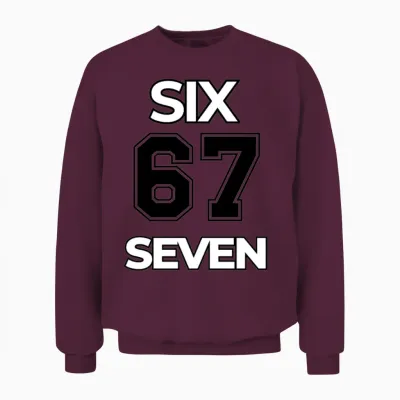 Six Seven Meme Funny of the Fluffy Kid 67 Trend Unisex Sweatshirt - Maroon