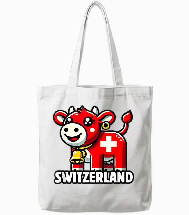 Schweizer Kuh Flagge Schweiz Süße Schweizer Alpen Tote Bags in White