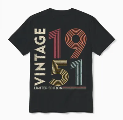 Vintage 1951 Birthday Gifts Unisex T-Shirt - Black