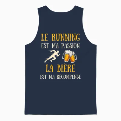 Running Beer Man Humour Running Gift Idea Vintage T-Shirt, Black, S Unisex Tank Top - Navy