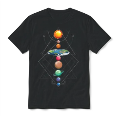 Solar System Flat Earth I Love My Planet Space Unisex T-Shirt - Black