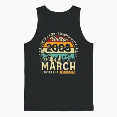 18 Ans Anniversaire Homme Cadeau Mars 2008 Vintage Unisex Tank Top - Black