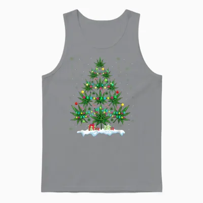 Cannabis Christmas Tree Xmas Funny Smoking Weed Marijuana Unisex Tank Top - Sport Grey