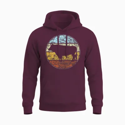 Bull Retro Unisex Hoodie - Maroon