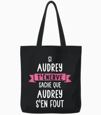 Gift Woman Humour Name Personalised Audrey T-Shirt, Black, Female X-Small Tote Bags - Black