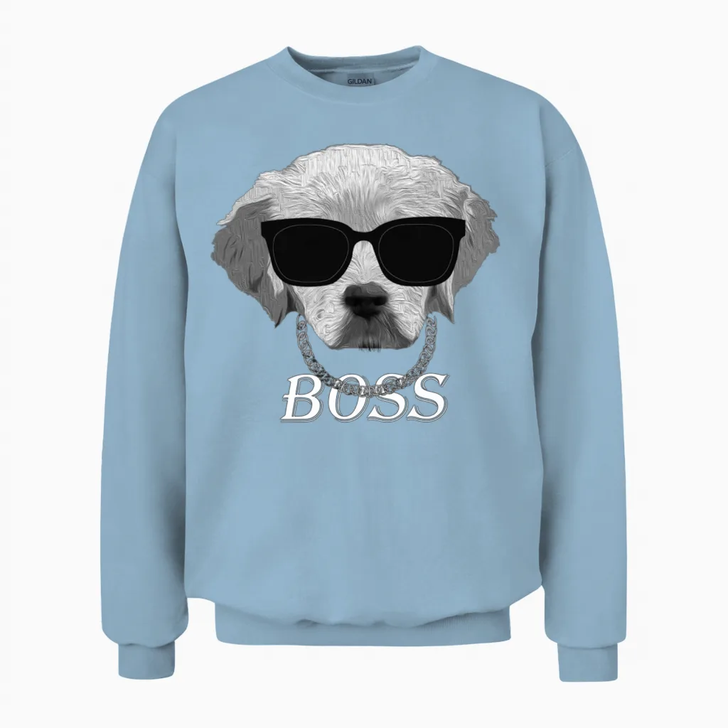 Boss Dog Lovers Unisex Sweatshirt in Light Blue