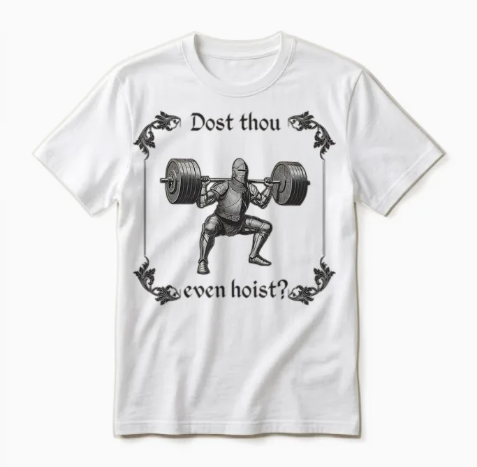 Funny Gym Meme Dost Thou Even Hoist Unisex T-Shirt in White