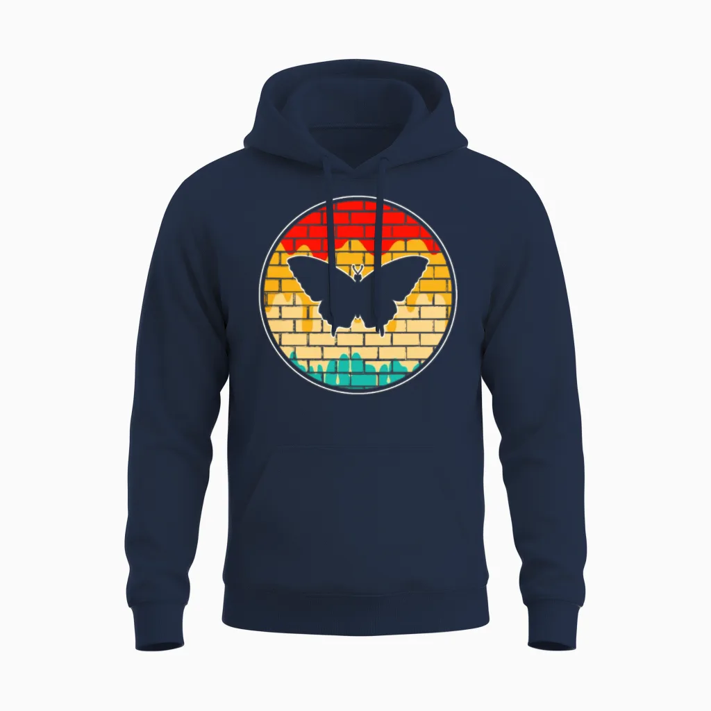 Butterfly Retro Unisex Hoodie in Navy
