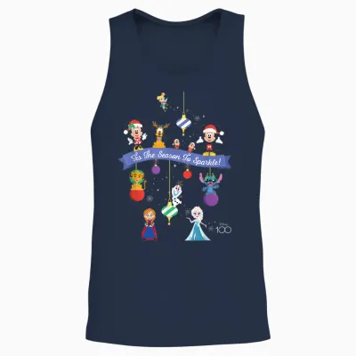 Disney 100 Christmas Holiday ‘tis the Season to Sparkle! Unisex Tank Top - Navy
