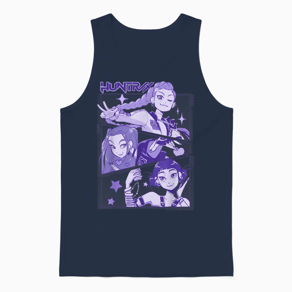 Kpop Demon Hunters Halloween Huntrix Cute Manhwa Panels Unisex Tank Top in Navy