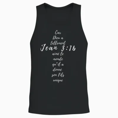 Jean 3 16 Croix Chrétienne Cadeaux Religion Verset Bible T-Shirt Haut De Gamme Unisex Tank Top - Black