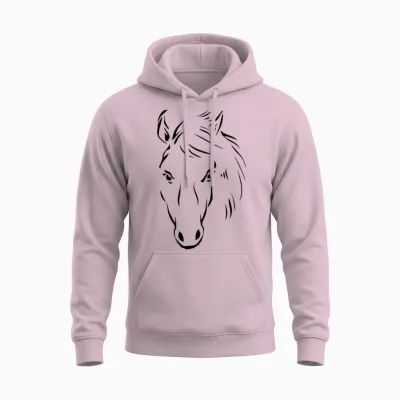 Horse Drawing Unisex Hoodie - Light Pink