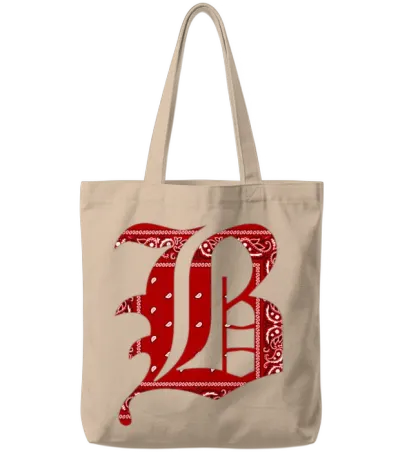 Capital B Red Bandana Blood Piru Gangster Brim Tote Bags - Natural