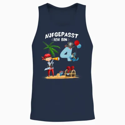 Kinder Geburtstag Pirat Junge Aufgepasst 4 Jahre Piraten Party Unisex Tank Top - Navy