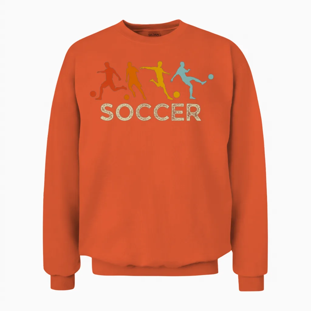 Team Soccer Lover Retro Vintage Sports Unisex Sweatshirt in Orange