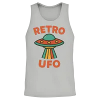 Retro Ufo Illustration Unisex Tank Top - Ash – 2