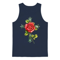 Rose Cross Unisex Tank Top - Navy – 1
