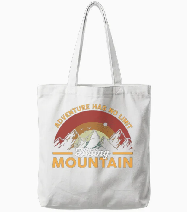 Adventure Has No Limit Hiking Mountains Tote Bags in White
