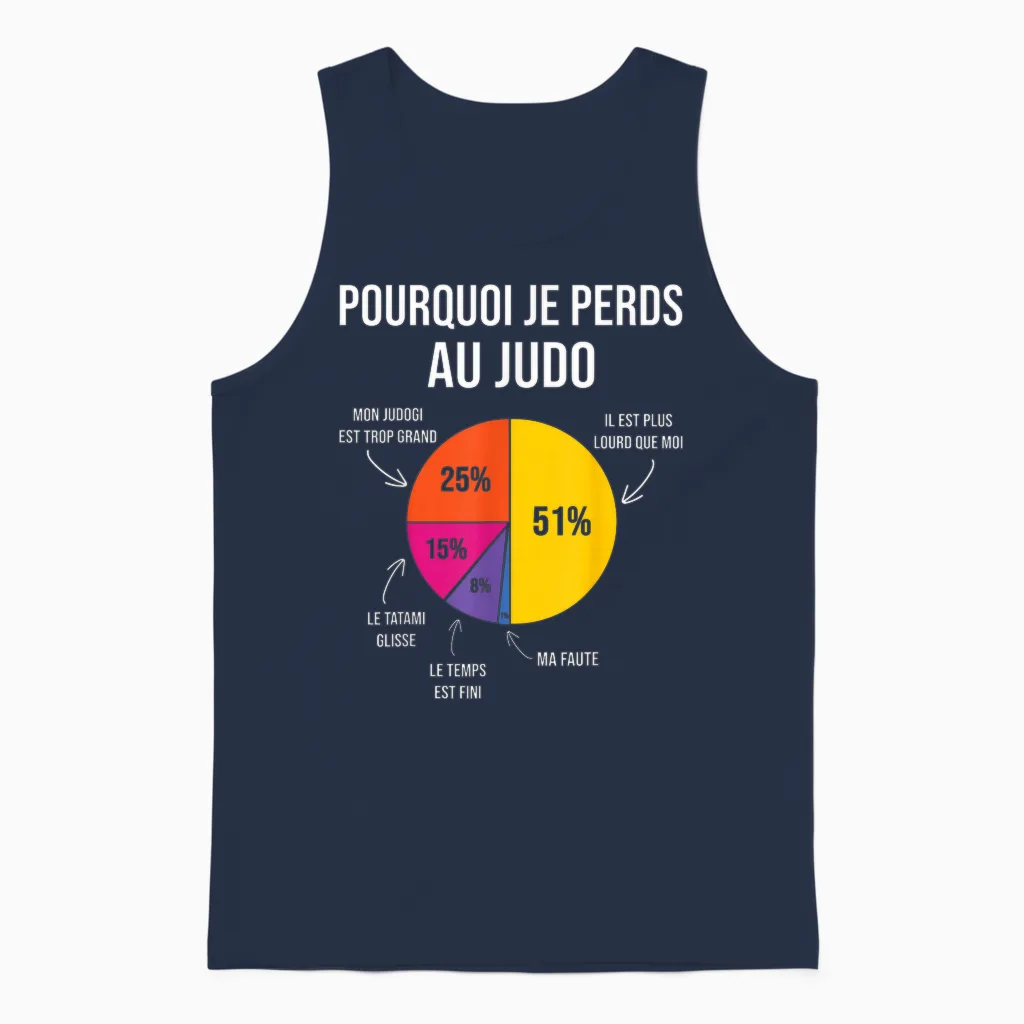 Pourquoi Je Perds Au Judo Judoka Art Martial Japonais Humour Unisex Tank Top in Navy