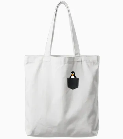 Linux Tux in a Pocket Penguin in Chest Pocket Admin Tote Bags - White