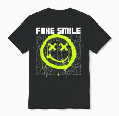 Smile Face Emoticons Fun Graffiti Smileys Graphic T-Shirt, Black, S Unisex T-Shirt - Black