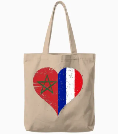 Drapeau France Maroc Fierté Fiers Fans Français Marocains T-Shirt Haut De Gamme Tote Bags - Natural