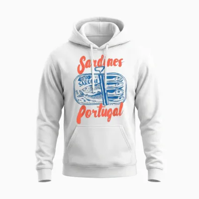 Sardines Tinned Fish Retro Graphic for Men Women Unisex Hoodie - White