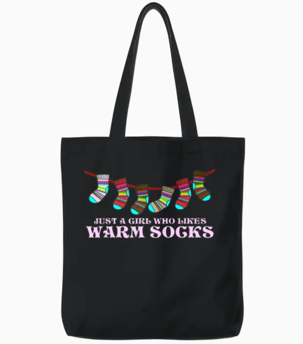 Winter Socks Sock Wool Tote Bags in Black