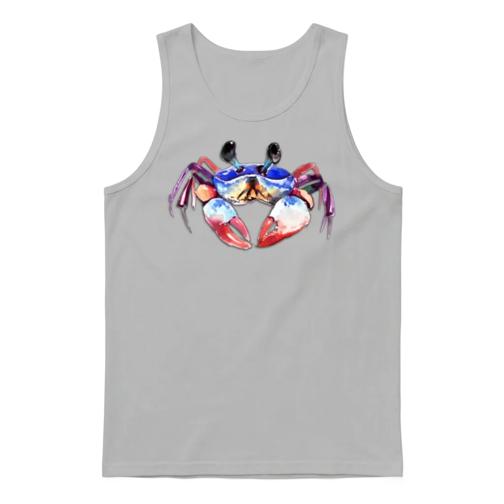 Crab Water Painting Unisex Tank Top - Ash