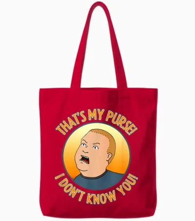 King of the Hill Bobby That's My Purse Yell Cartoon Tote Bags - Red