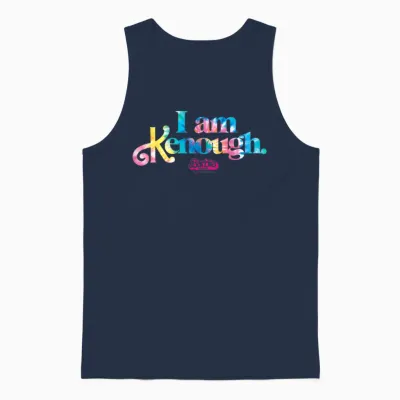 Barbie the Movie - I'm Kenough Tie Dye Logo T-Shirt, Black Unisex Tank Top - Navy