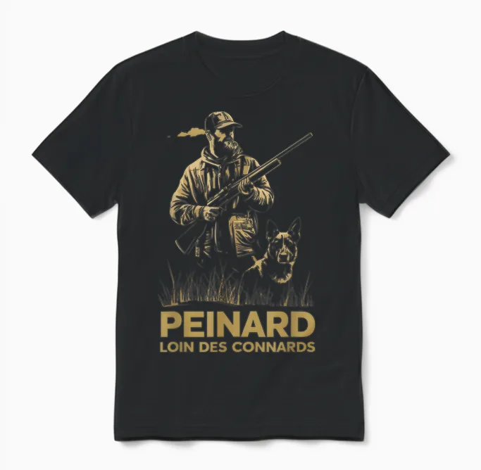 Funny Hunting Peinard Away from S Humor Hunter T-Shirt, Black, S Unisex T-Shirt in Black