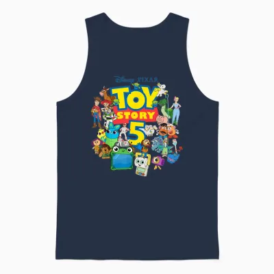 Disney and Pixar's Toy Story 5 Logo & Character Collage Unisex Tank Top - Navy