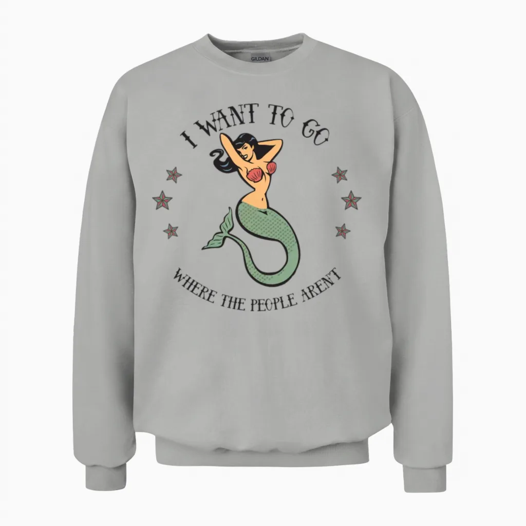 Anti-Social Mermaid Unisex Sweatshirt in Ash