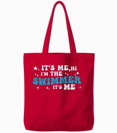 It's Me, Hi I'm the Swimmer It's Me I Love Swim Tote Bags - Red