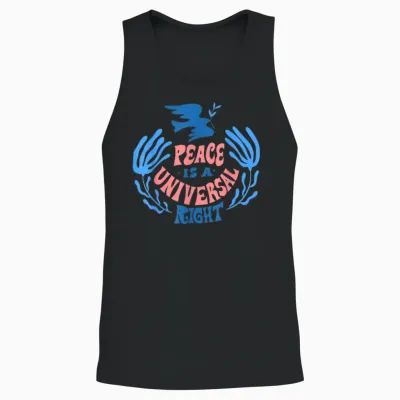 Peace Frieden Friedenstaube Spruch Damen Kinder Herren Unisex Tank Top - Black
