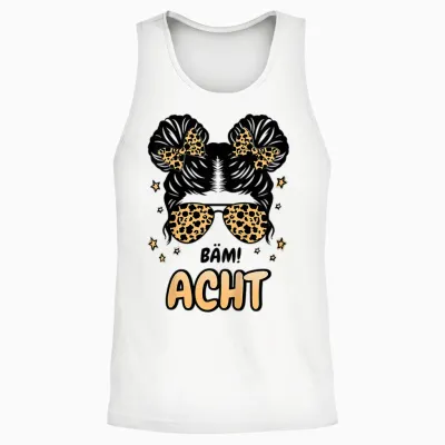 Kinder 8. Geburtstag Mädchen Messy Bun Bäm! Ich Bin Acht Unisex Tank Top - White