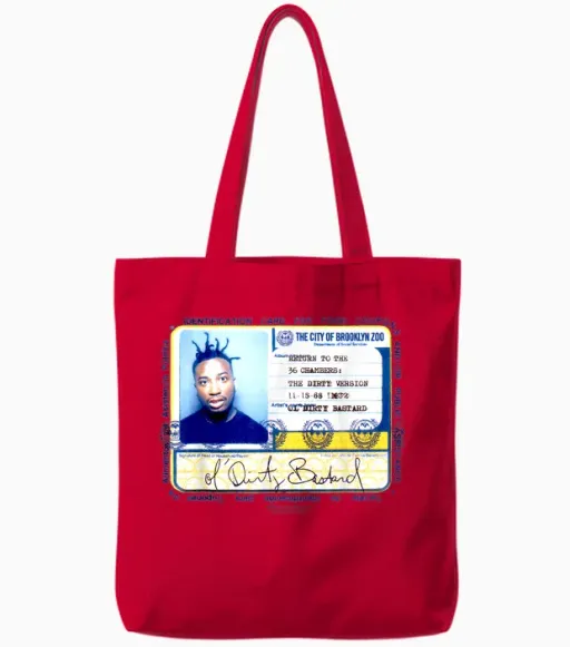 Odb Ol Dirty Ba--Card Id Return 36 Chambers Art Brooklyn Zoo T-Shirt, White, S Tote Bags - Red