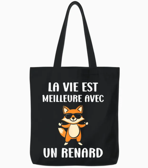 Little Cute Foxes Life Is Better with a Fox Tote Bags in Black