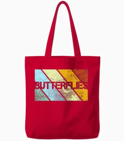 Butterfly Retro Tote Bags - Red