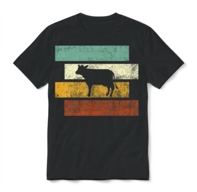 Cow Retro Unisex T-Shirt - Black