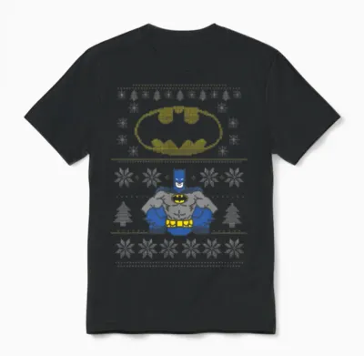 Dc Comics Batman Christmas Ugly Unisex T-Shirt - Black