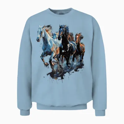Horses Unisex Sweatshirt - Light Blue